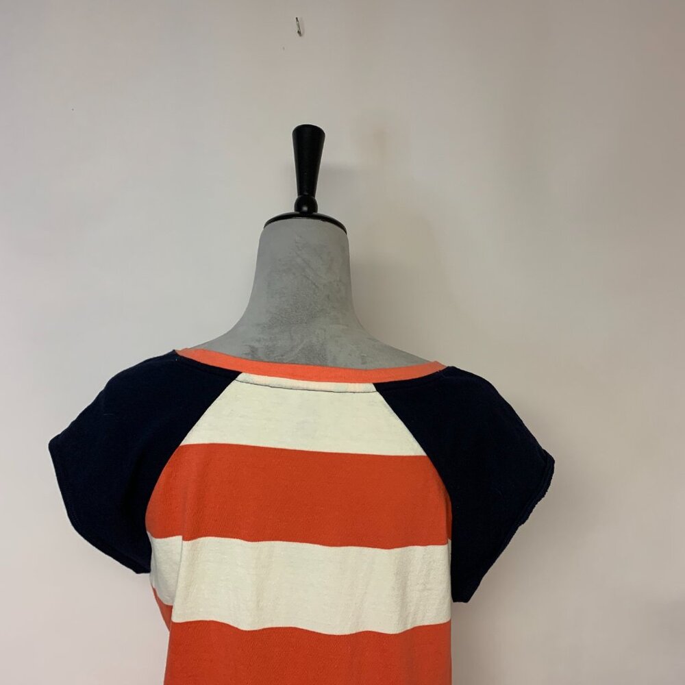 Tommy Hilifger Dress  Orange Stiped Nautical Beach Causal Shift Womens SZ L - Picture 3 of 9